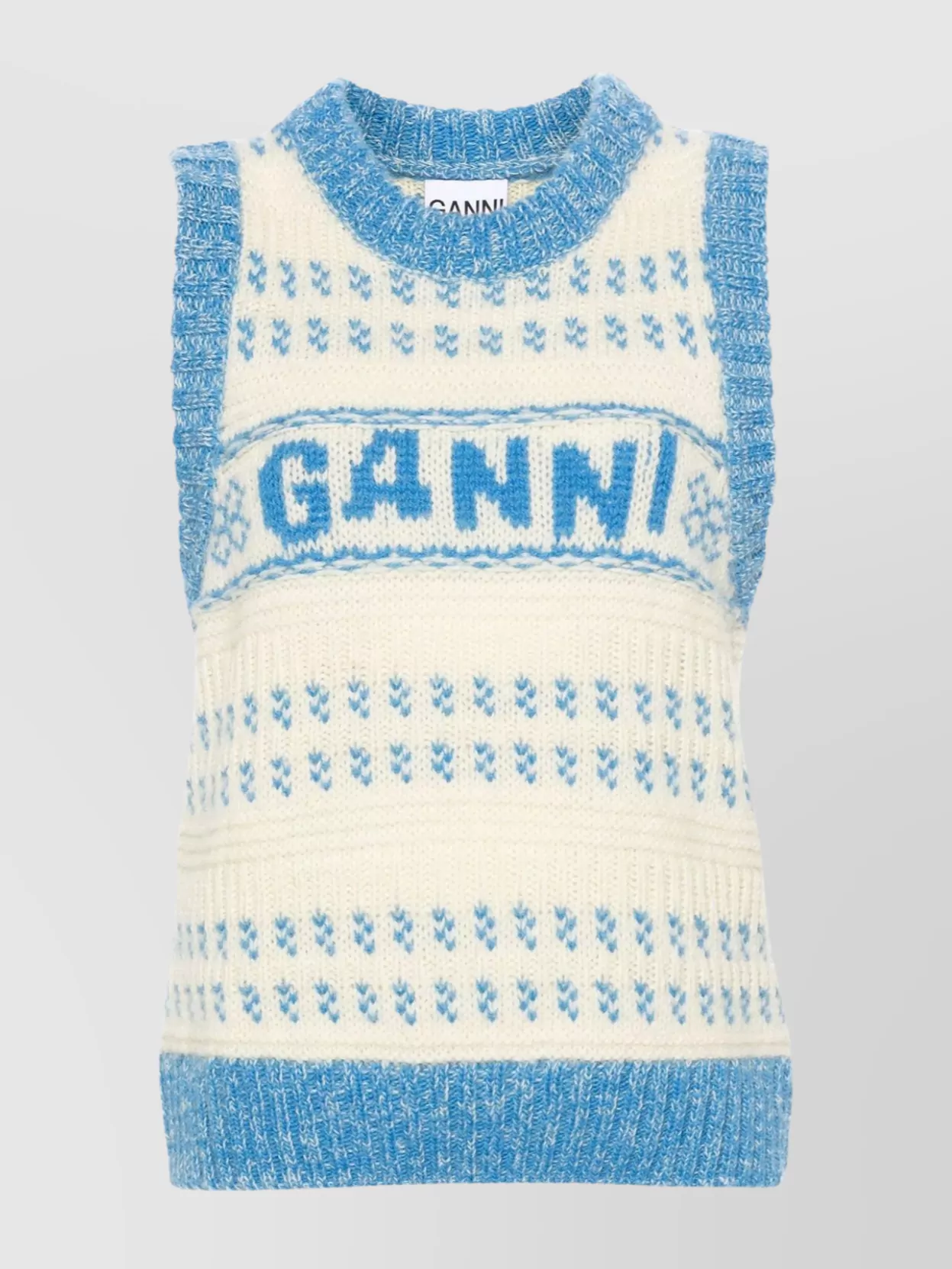 Shop Ganni Graphic Crew Neck Knit Vest