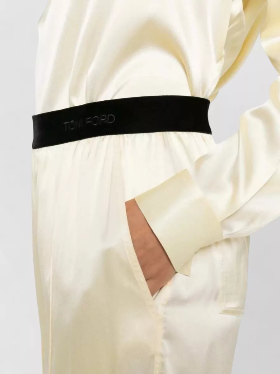 Tom Ford Satin Tailored Trousers Straight Leg Waistband