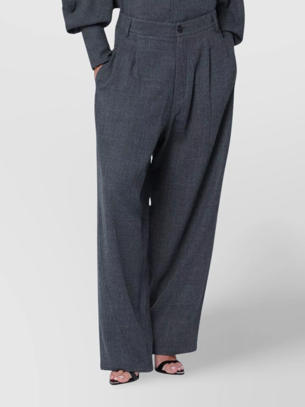 Darkpark Wide Leg Trousers Featuring Button Detailing In Blue