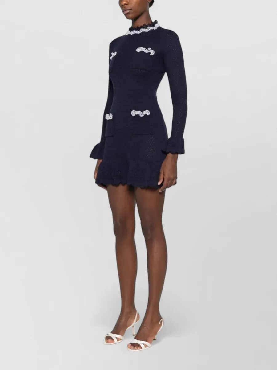 Self-Portrait Cotton Embellished Mini Dress