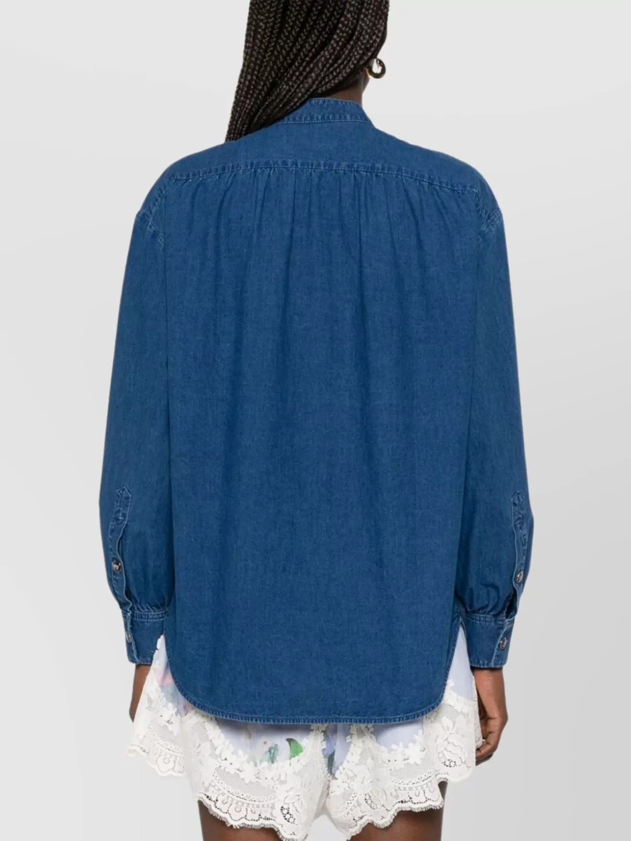 Valentino Classic Blue Denim Shirt With Ruffled Placket
