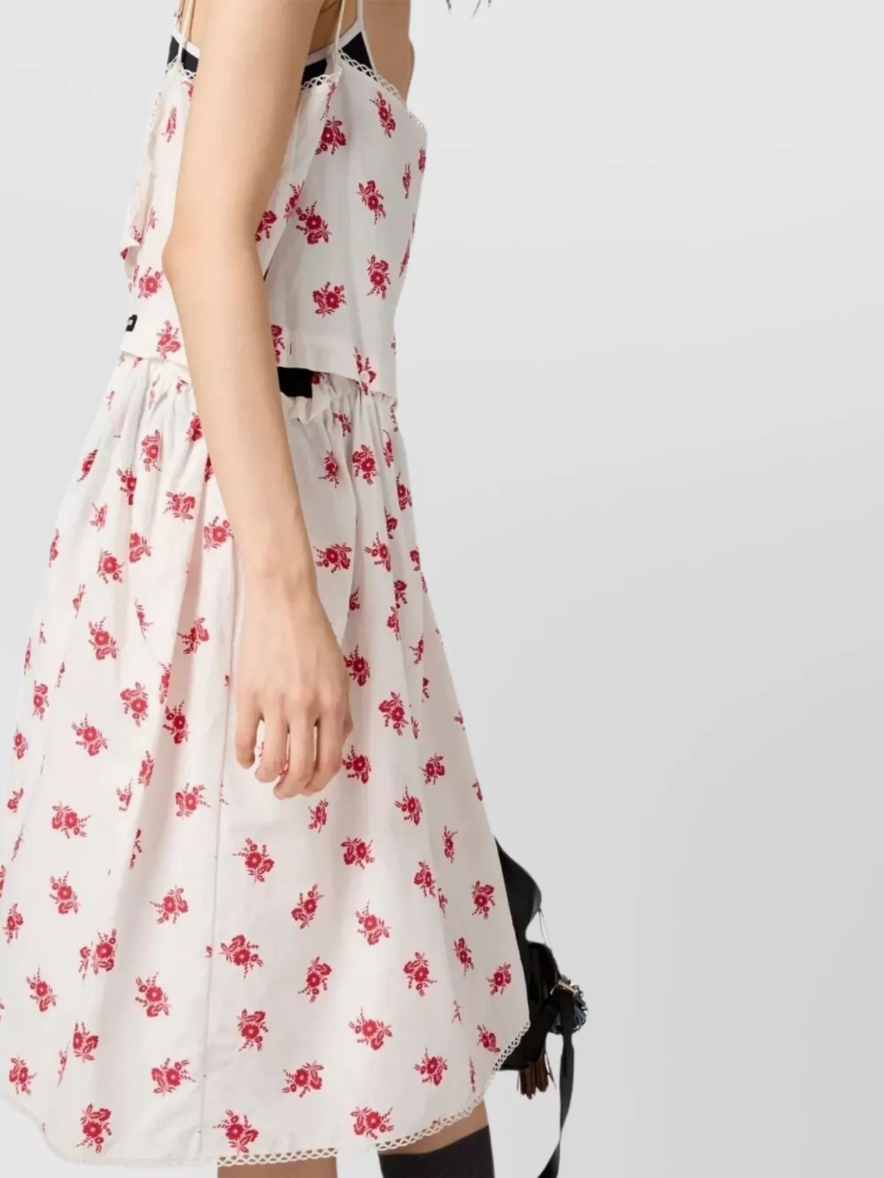 Miu Miu Floral Poppy Dress Lace Trim