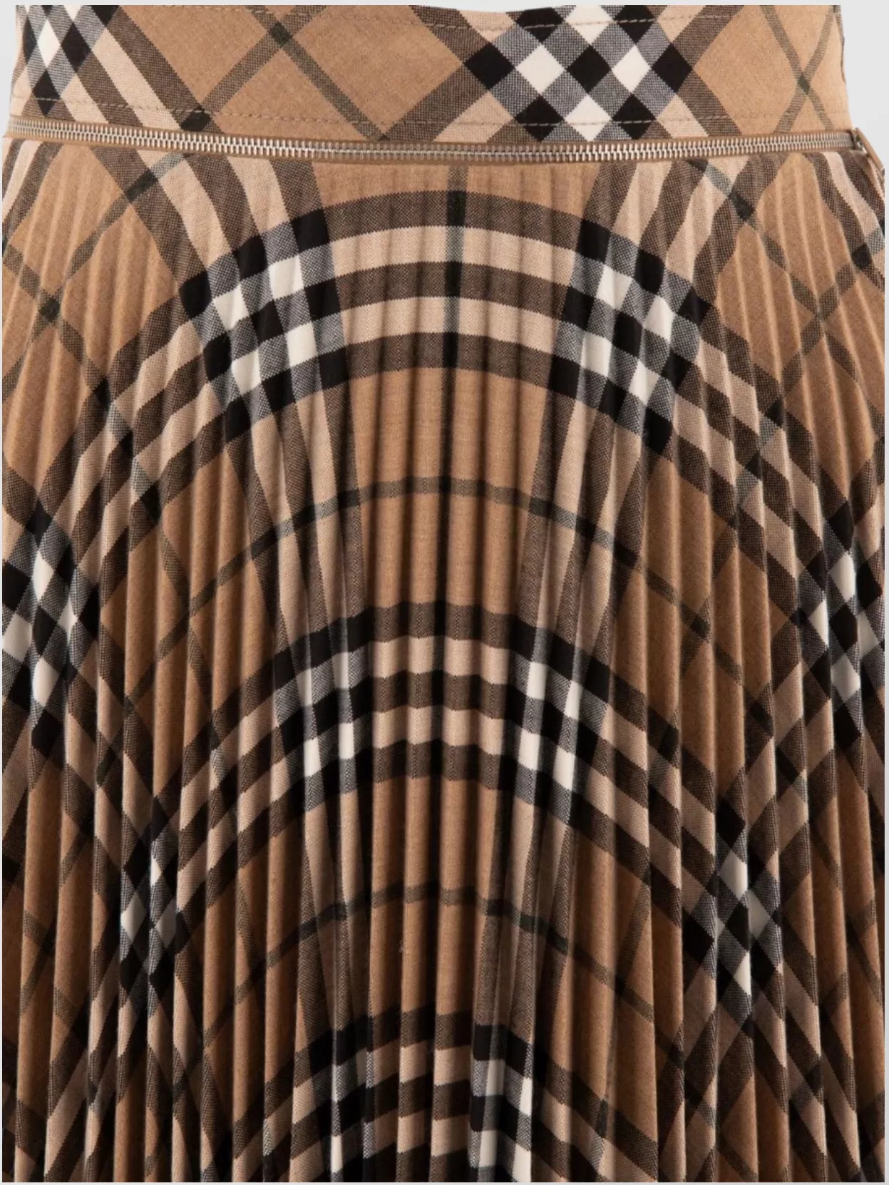 Burberry Wool Blend Pleated Check Skirt