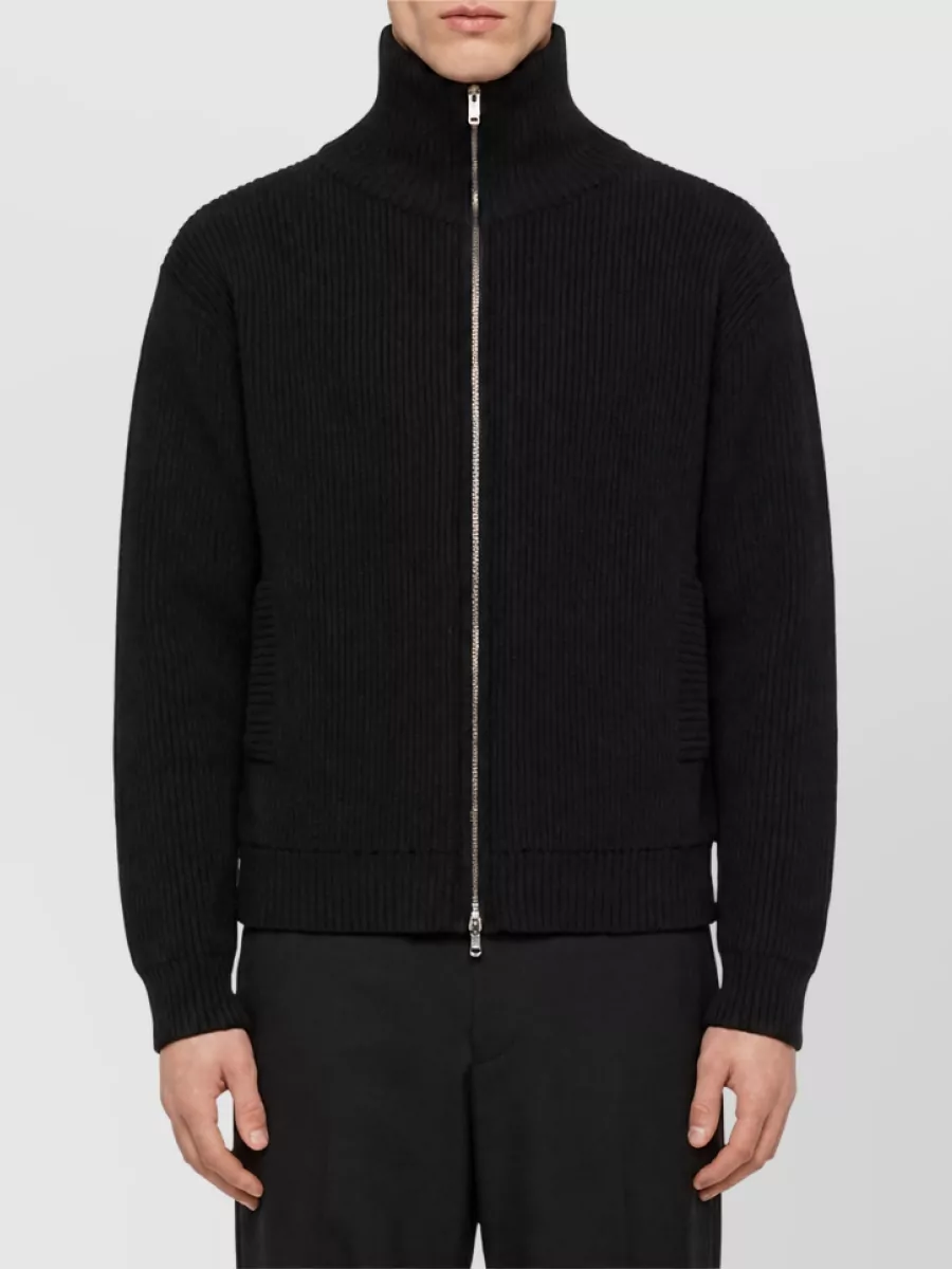 Balenciaga Ribbed high-neck zip-up cardigan