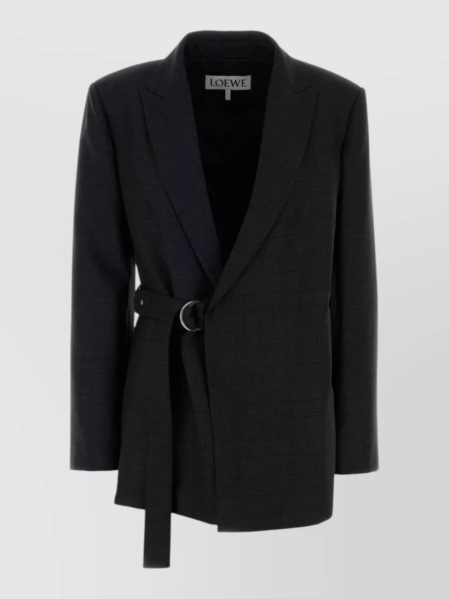 Loewe Wool Blazer Belted Waist Structured Shoulders