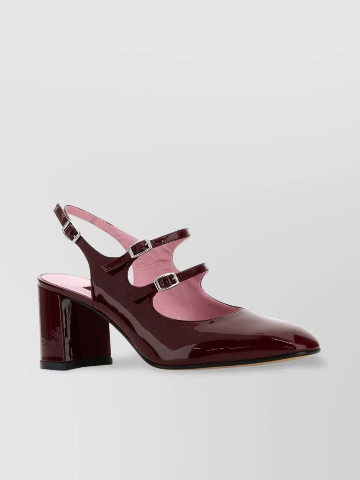 Carel Paris Leather Block Heel Double Strap Pumps