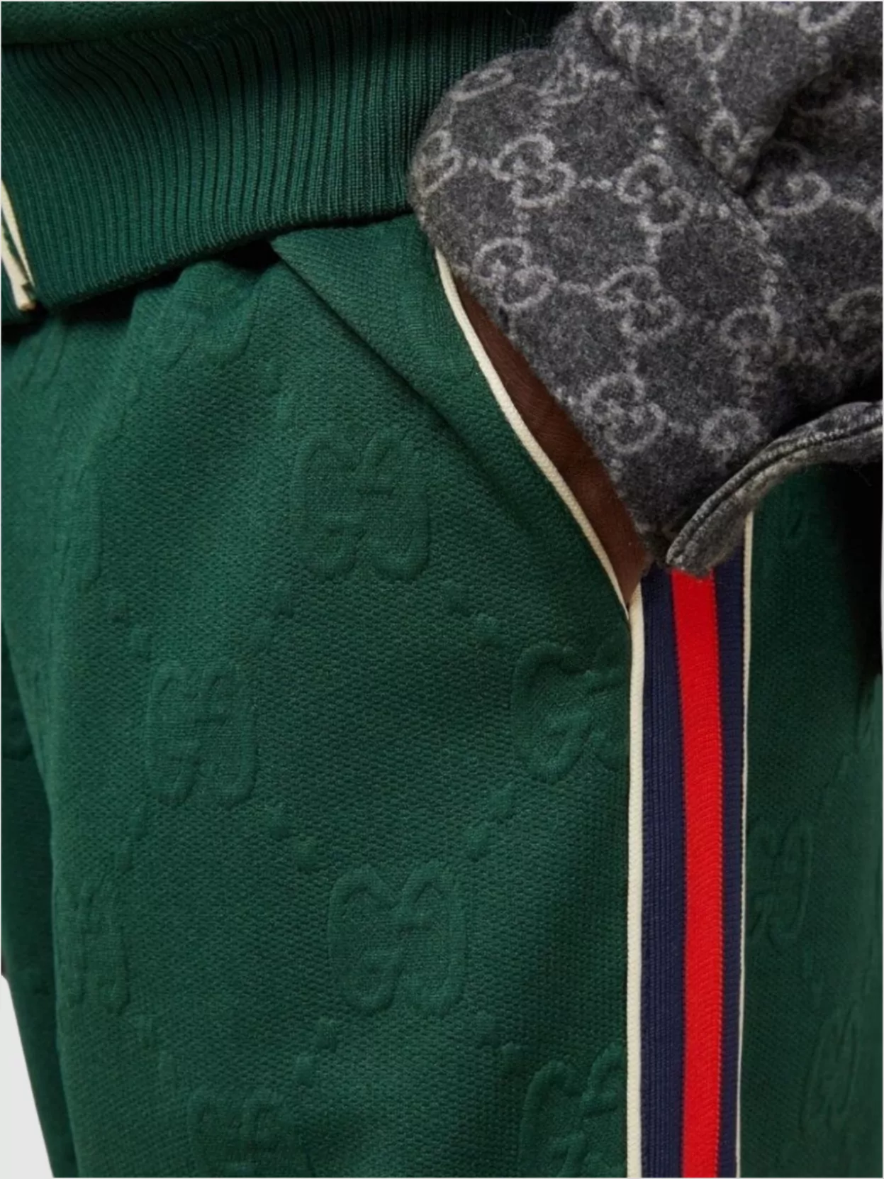 Gucci Trimmed Elastic Waistband Trousers With Ribbed Cuffs