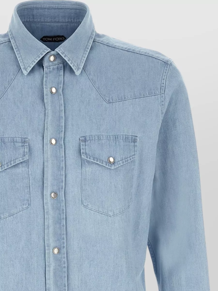 Tom Ford Western Shirt Front Pockets Point Collar Yoke