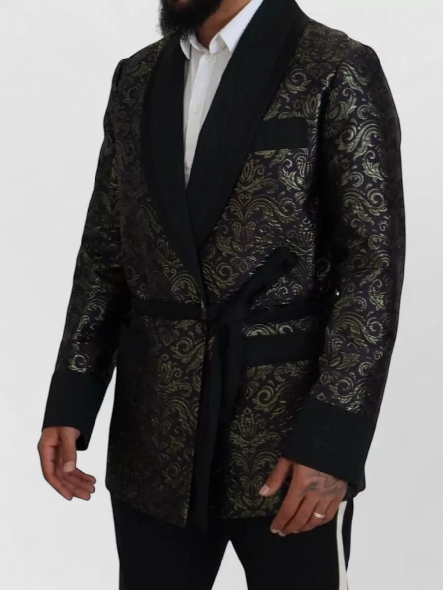 Dolce&Gabbana Silk Brocade Belted Shawl Collar Dinner Jacket