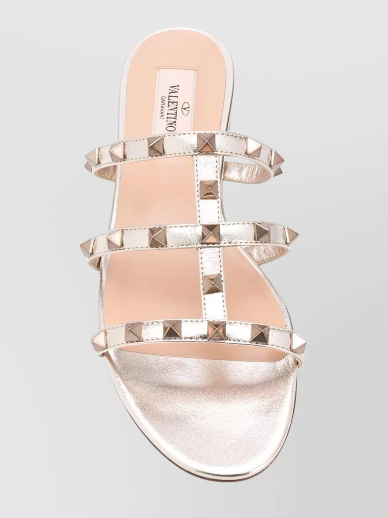 Valentino Garavani Flat Sandals With Gold-Tone Rockstud Embellishments