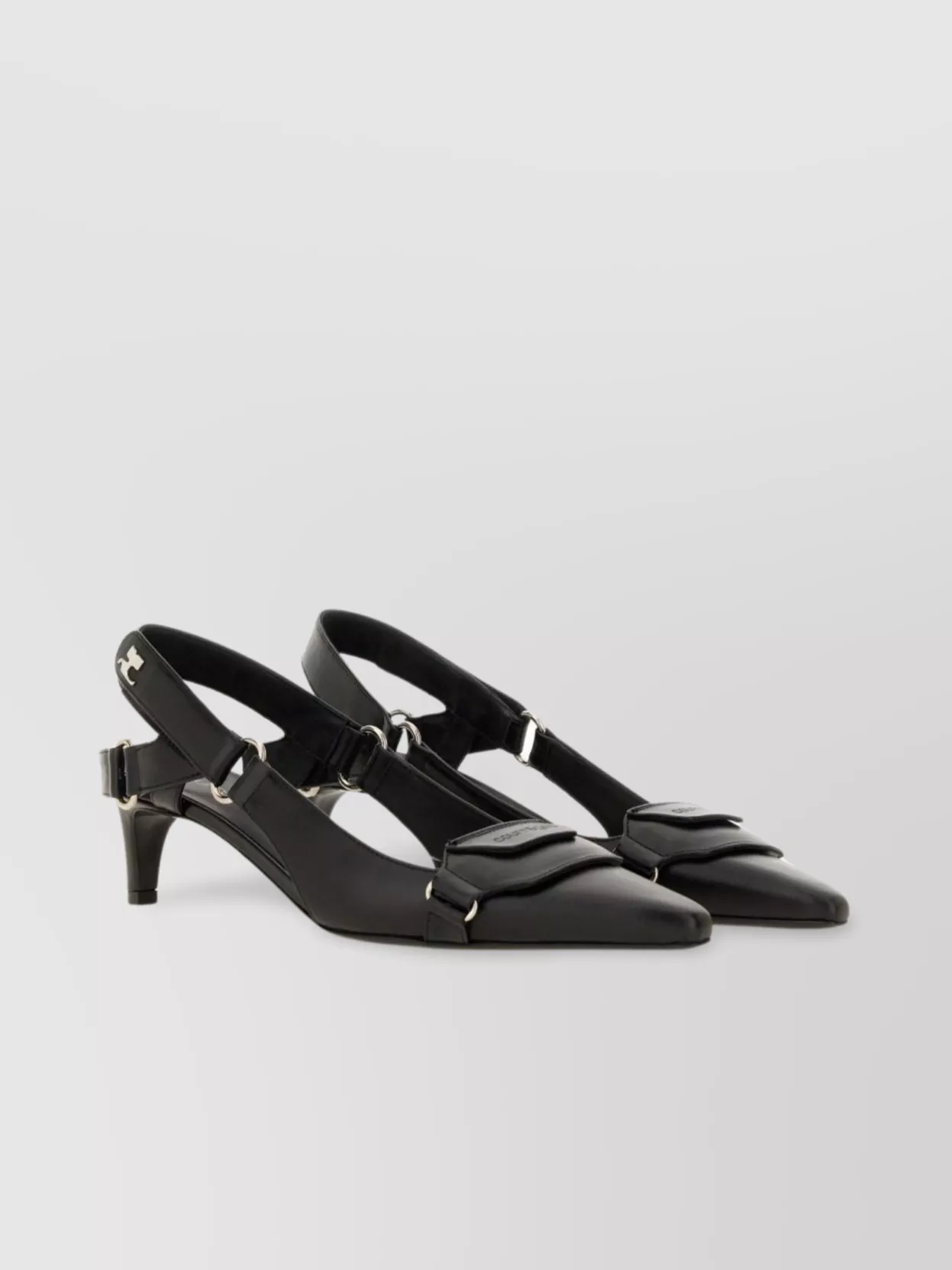 Courrèges "Racer" Kitten Heel Metal Hardware Pumps