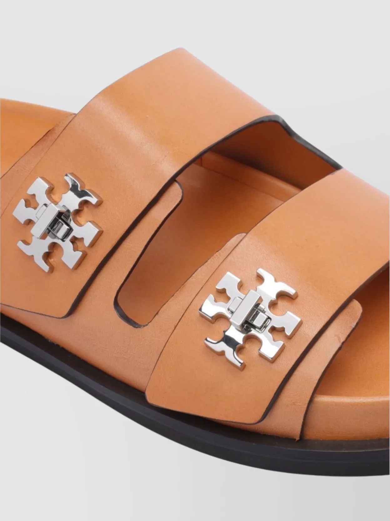 Tory Burch Round Toe Leather Dual Strap Sandals In Multi
