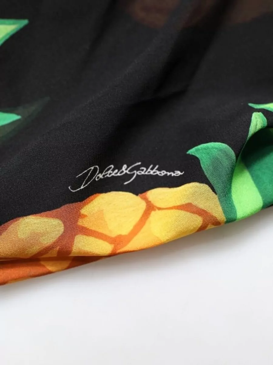 Dolce&Gabbana Silk Pineapple Print Wrap Mini Dress