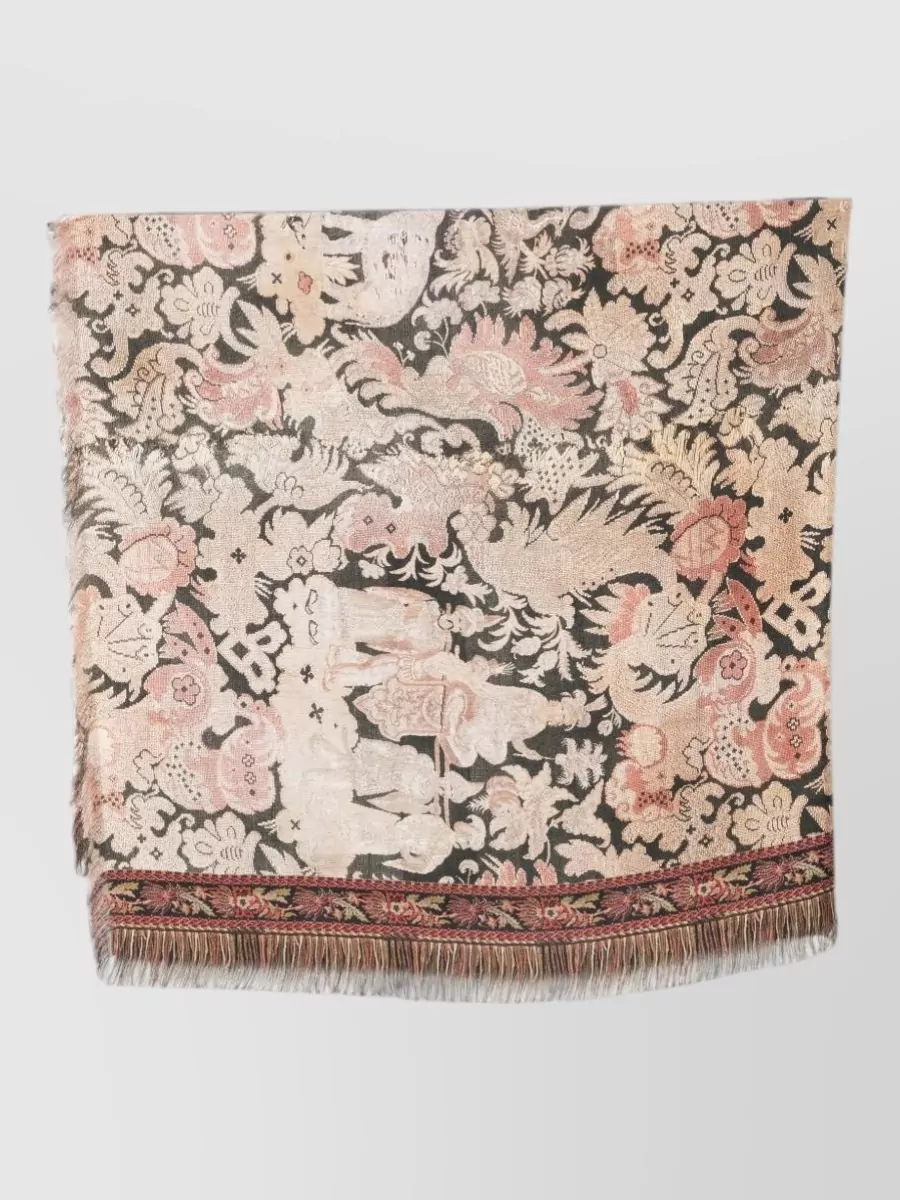 Pierre Louise Mascia Silk Scarf Floral Print Jacquard Effect