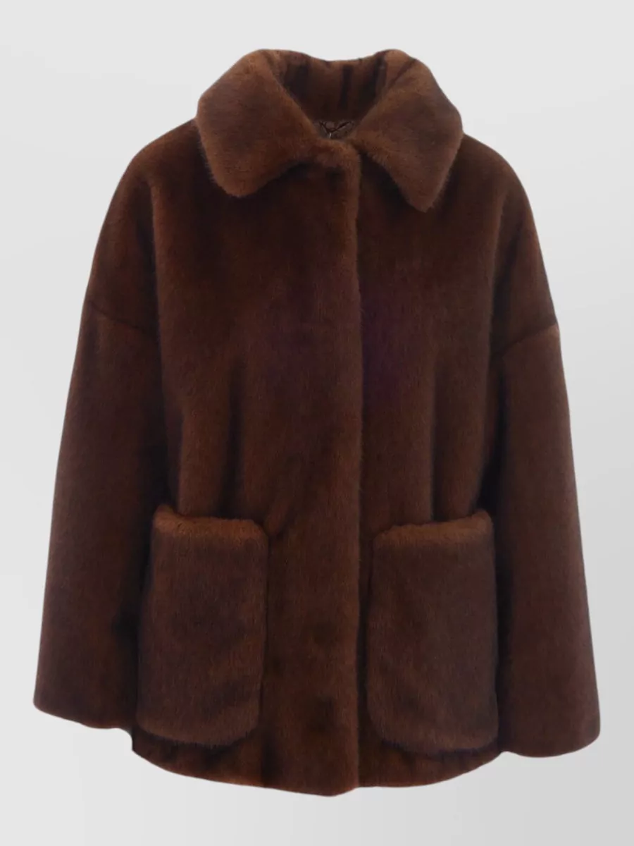 Herno faux fur cropped relaxed-fit jacket