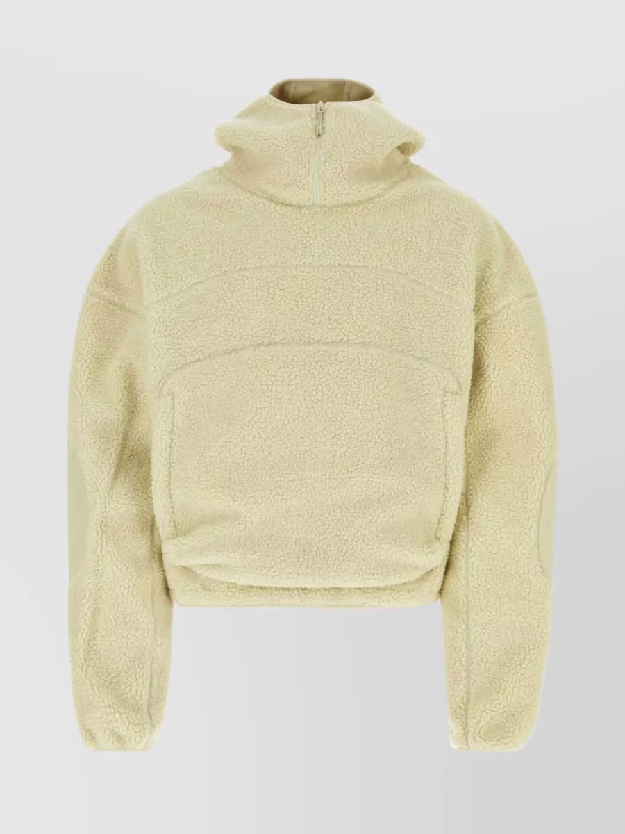 Shop Entire Studios Short Neck Sweatshirt With Front Pocket In Cream