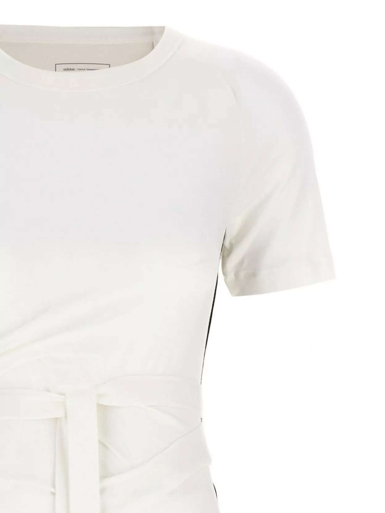 Y-3 Crew Neck T-Shirt With Waist Tie And Side Stripe