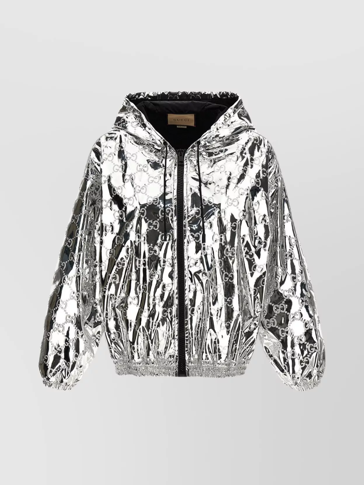 Gucci Shiny Finish Hooded Jacket With Elasticated Cuffs In White