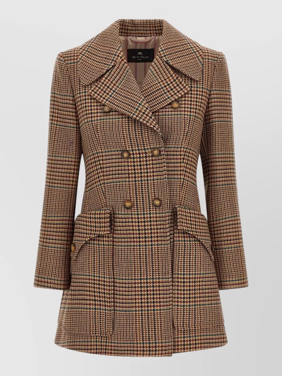 Etro wool checked double-breasted coat