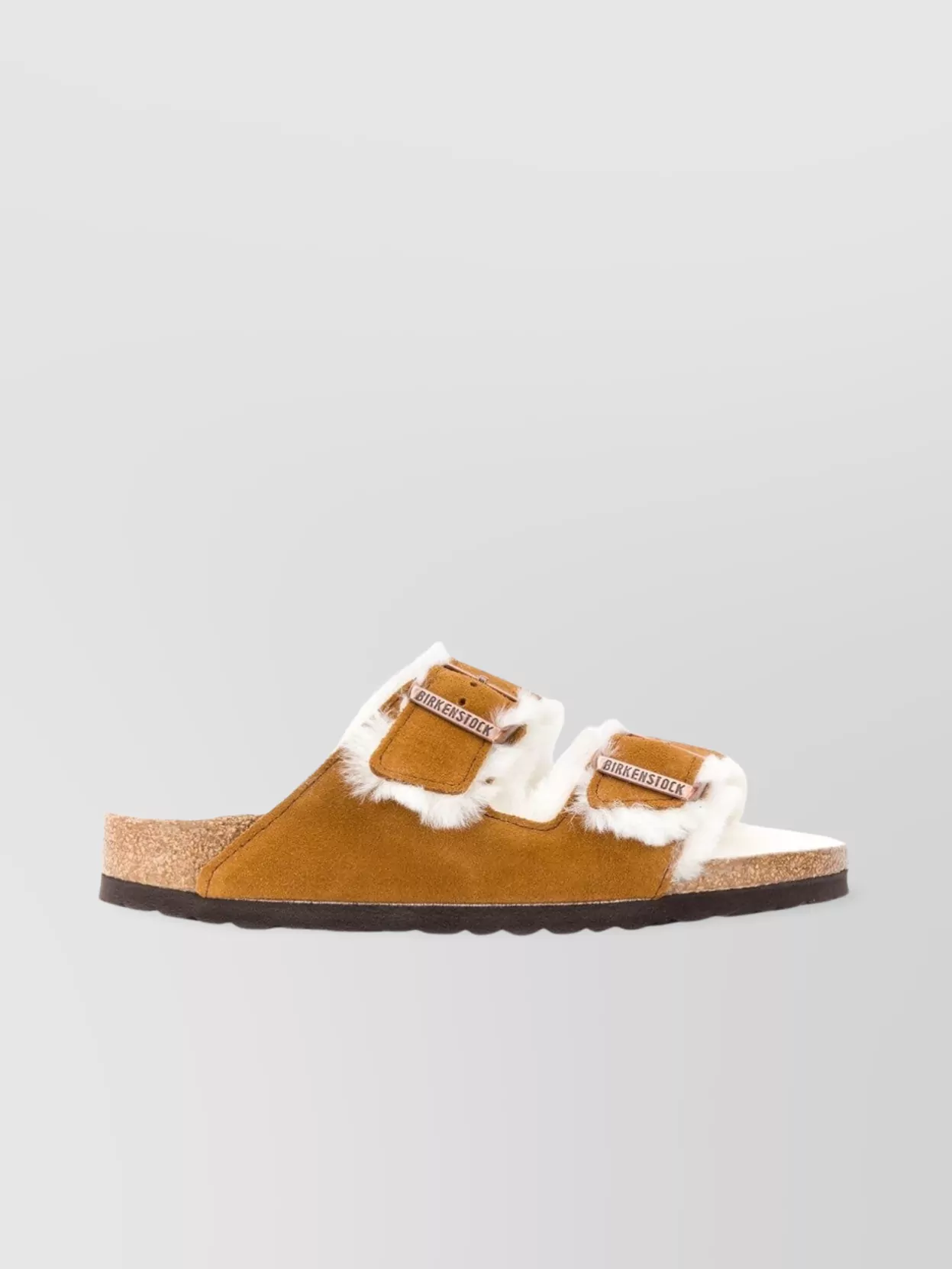 Birkenstock Shearling Slipper With Cork And Rubber Sole