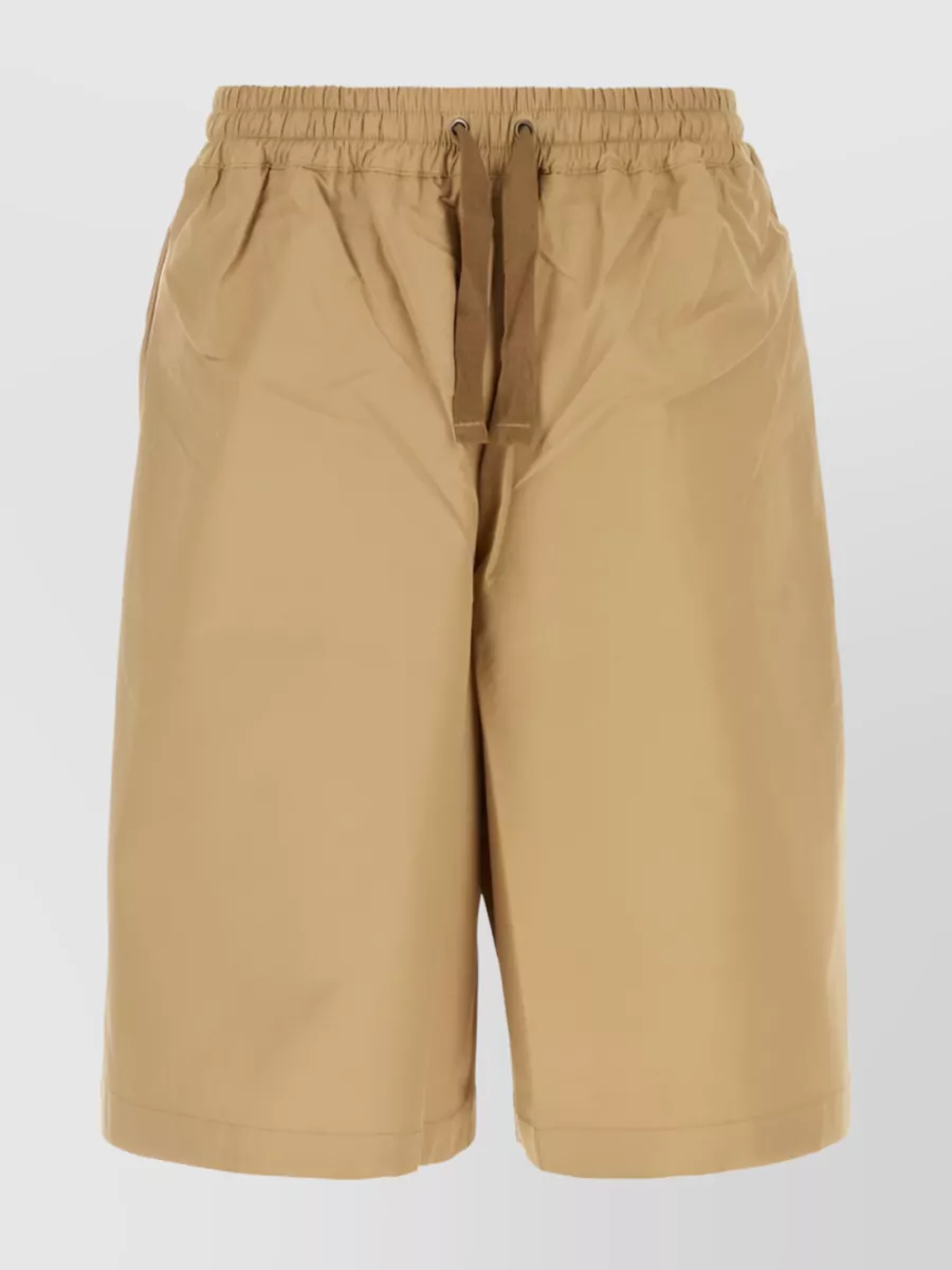 Shop Maison Kitsuné Cotton Knee-length Wide-leg Shorts In Brown