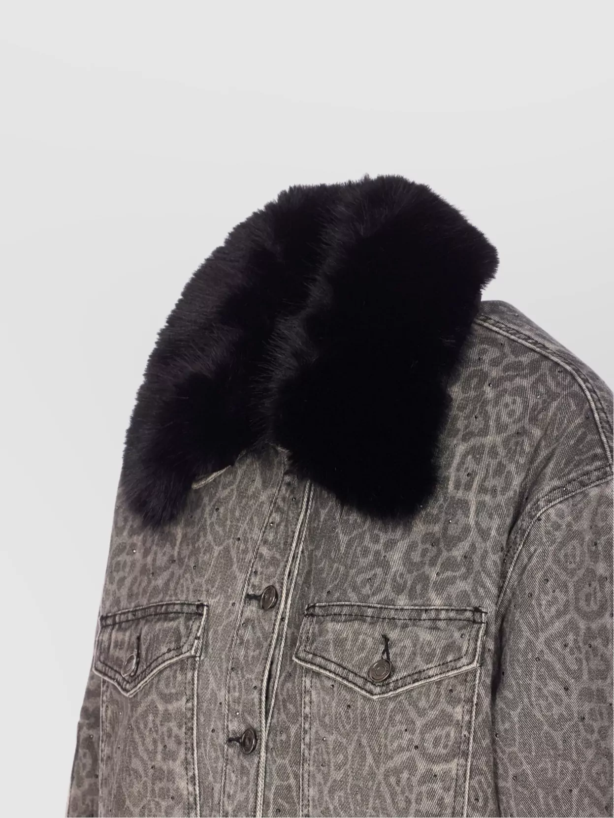 Liu Jo Strass Animal Print Denim Jacket