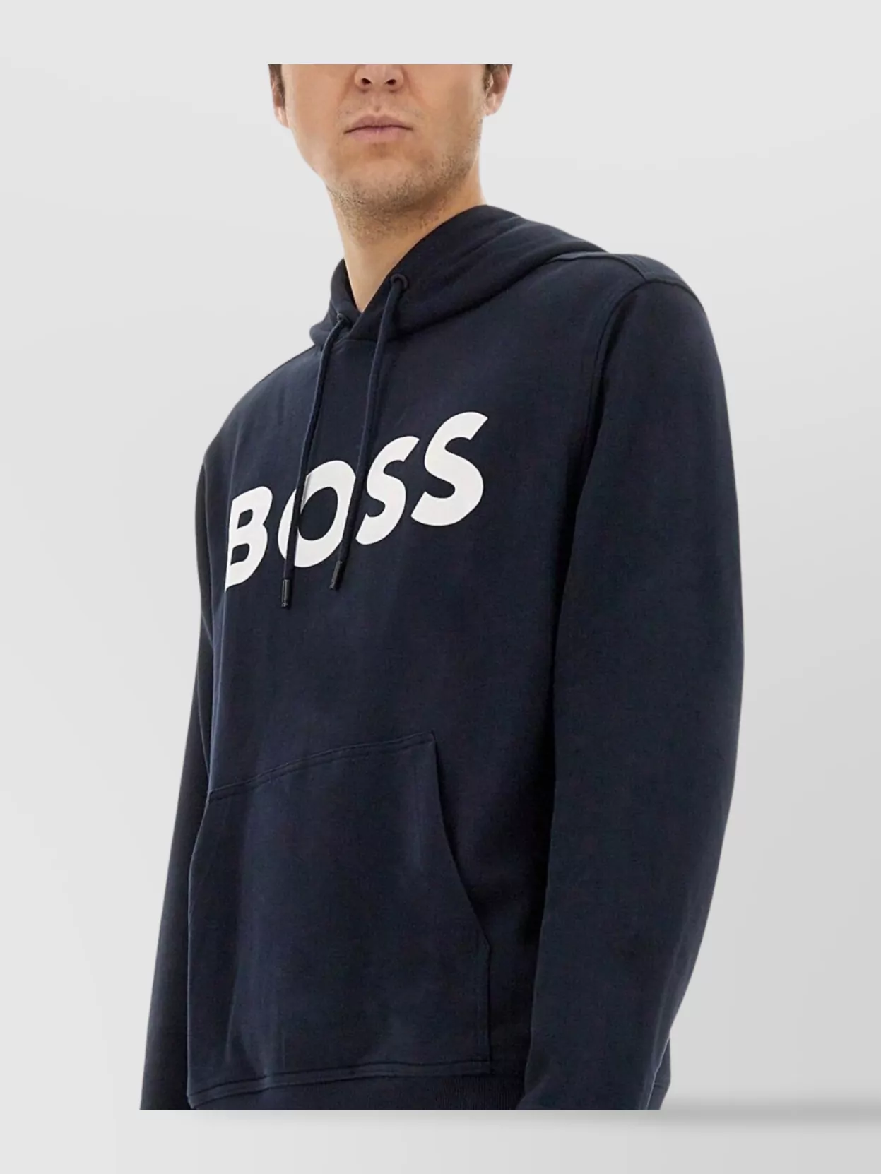 Shop Hugo Boss Logo Hooded Sweatshirt Kangaroo Pocket