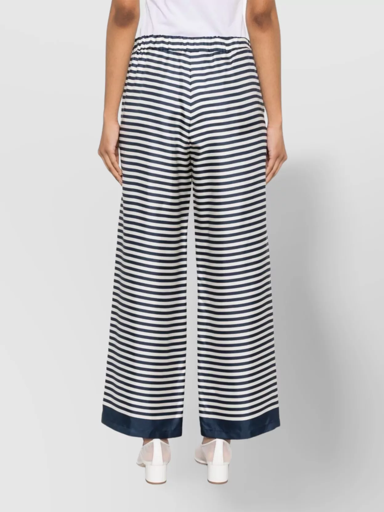 S Max Mara Striped Wide Leg Trousers With Satin Finish