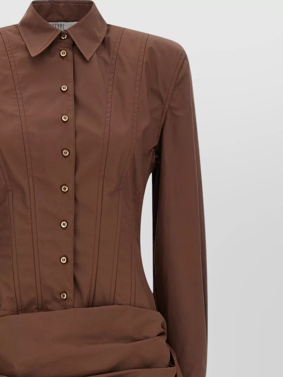 Giuseppe Di Morabito Long Sleeve Shirt Dress Draped Detail