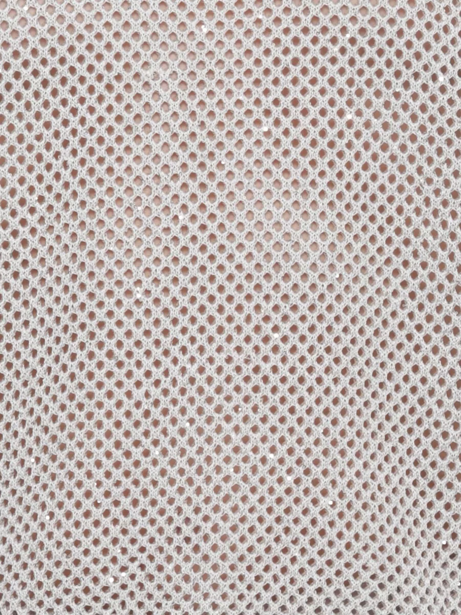 Peserico Cotton Crewneck 3/4-Sleeve Cutout Sequin Knitted Top