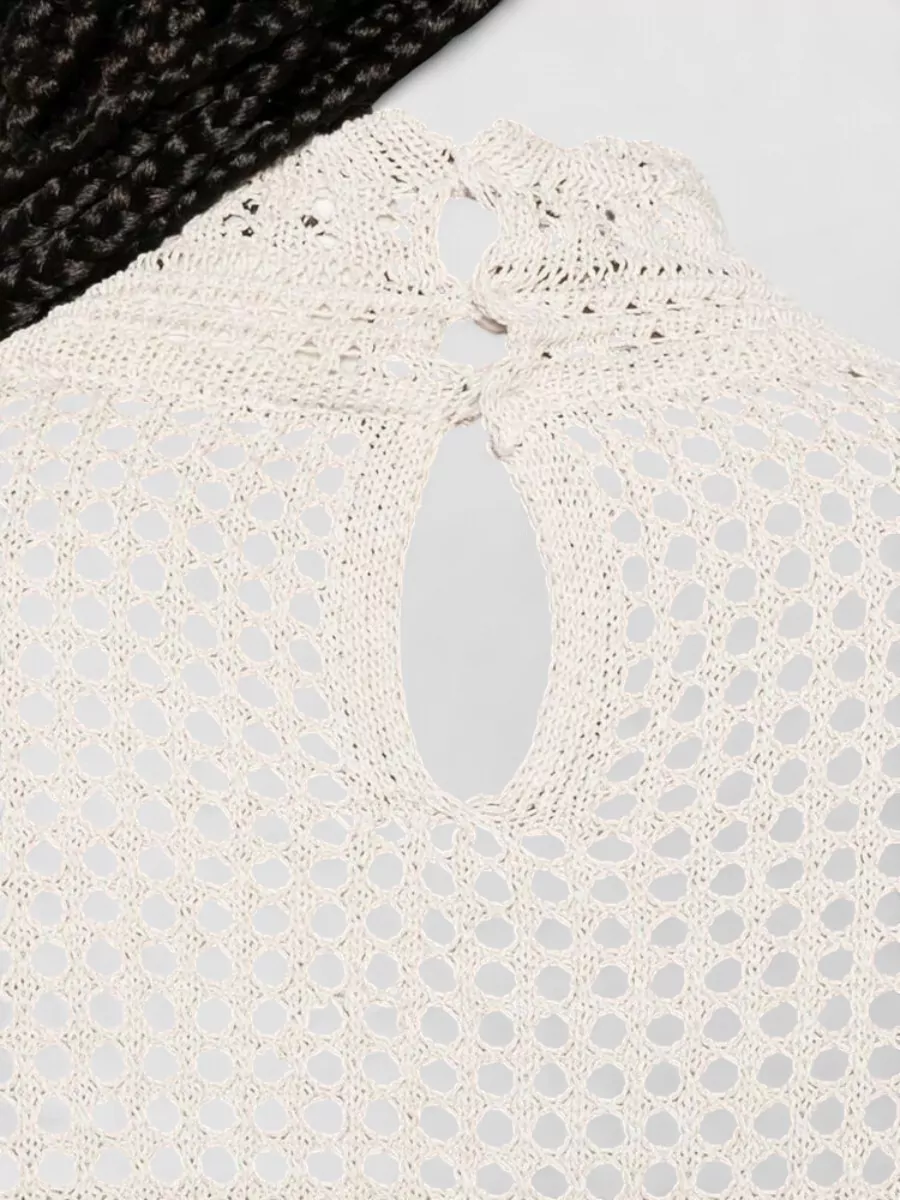 Isabel Marant Crochet Geometric High-Neck Long-Sleeve Blouse