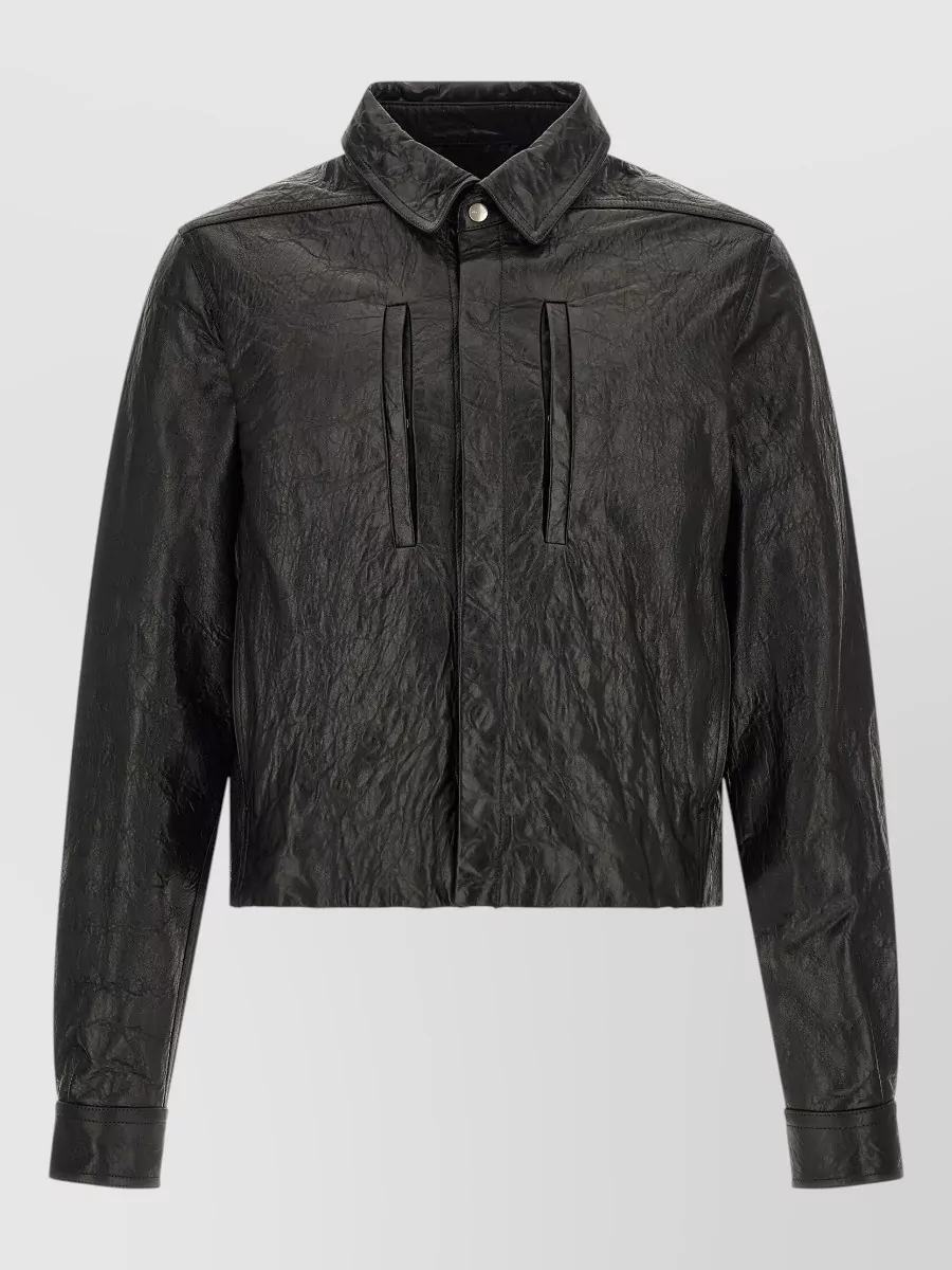 Rick Owens lamb leather regular-fit cropped jacket