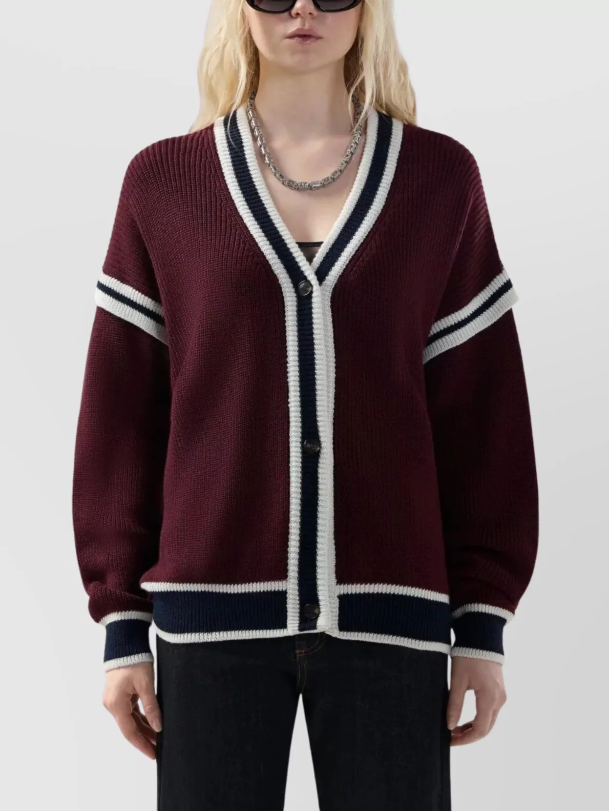 Gcds College Striped Cardigan V-Neck