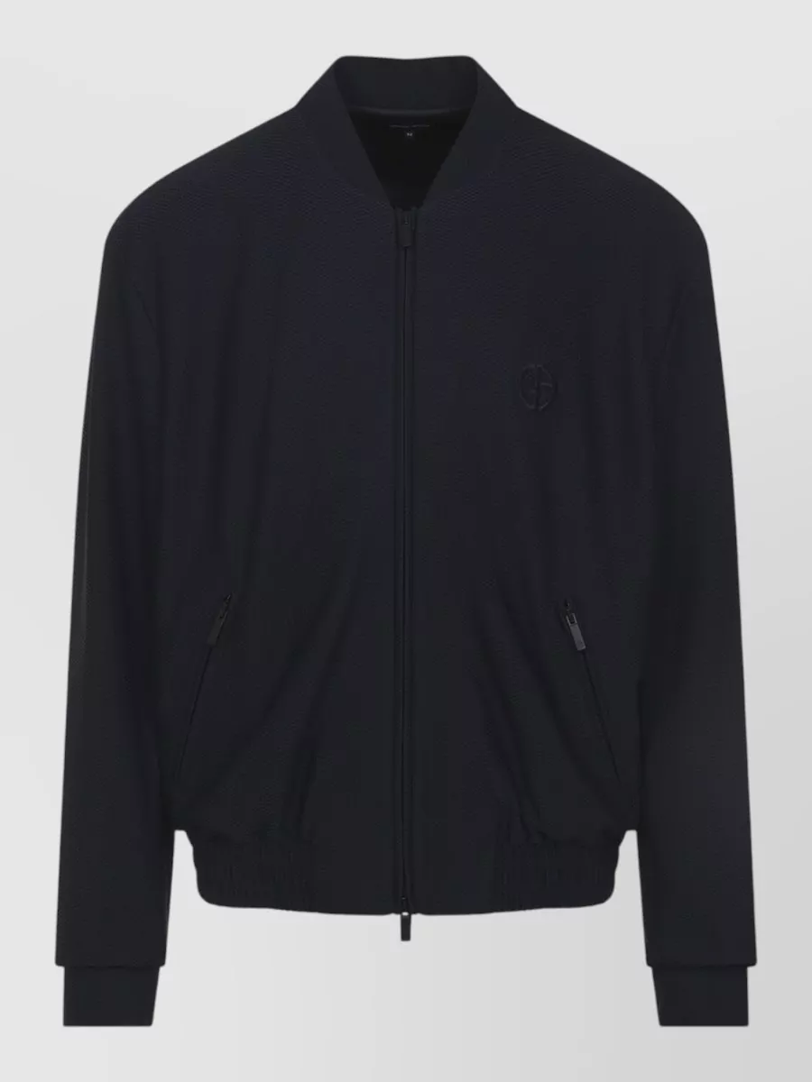 Giorgio Armani Jacket Ribbed Cuffs Hem Side Pockets