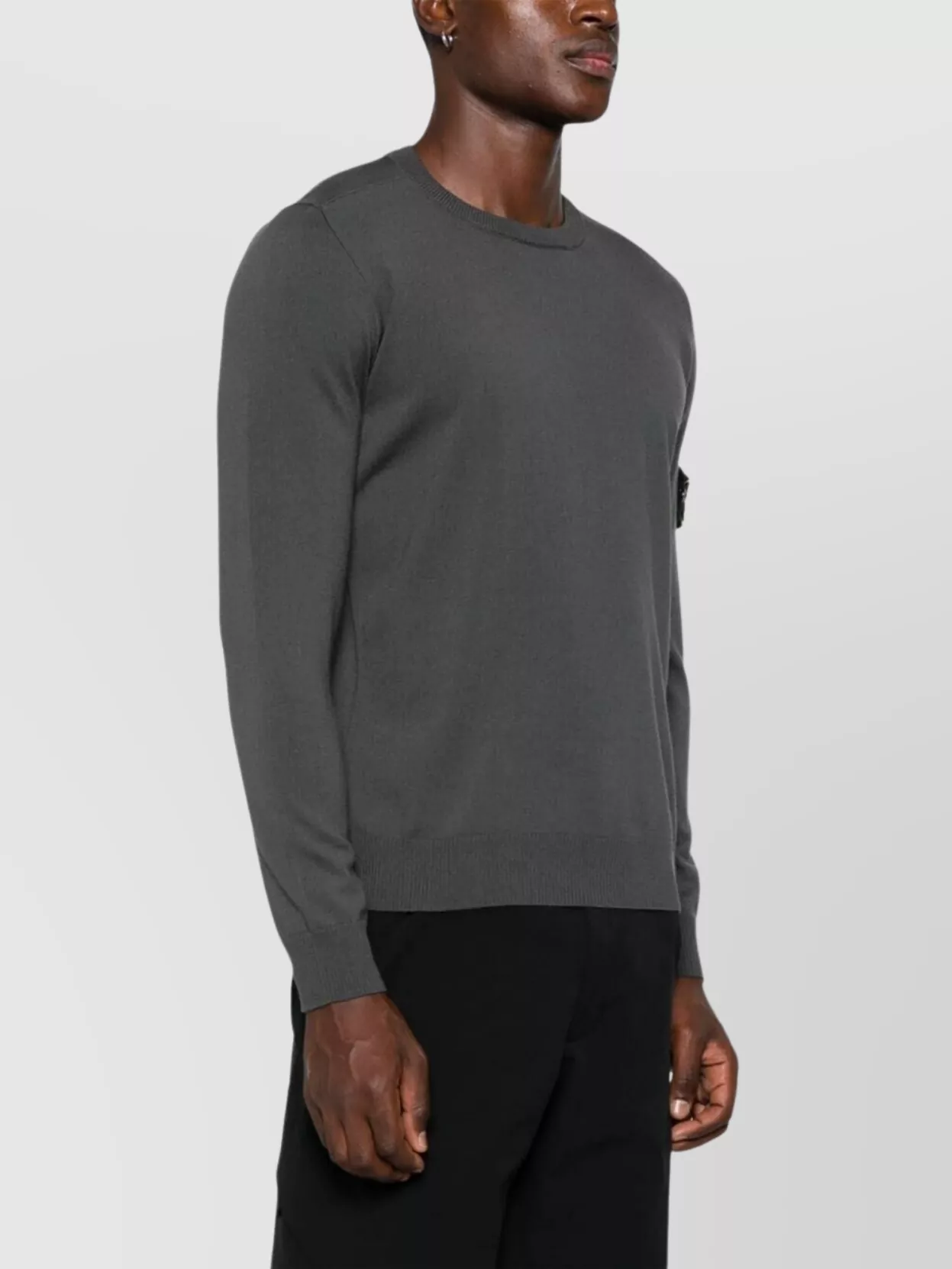 Stone Island Crew Neck Long Sleeve Ribbed Jumper