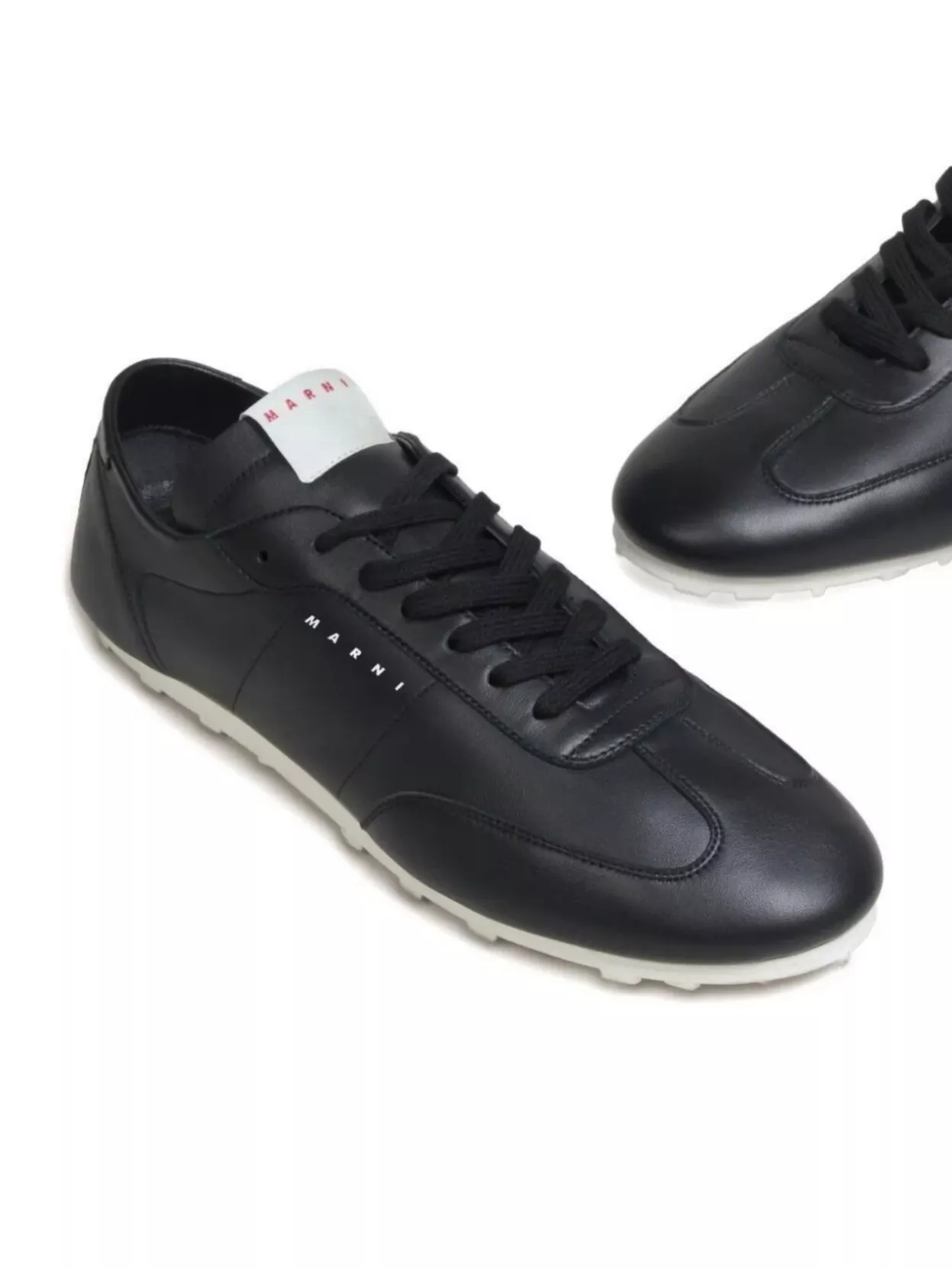 Marni Leather Low-top Sneakers And Contrasting Sole In Black