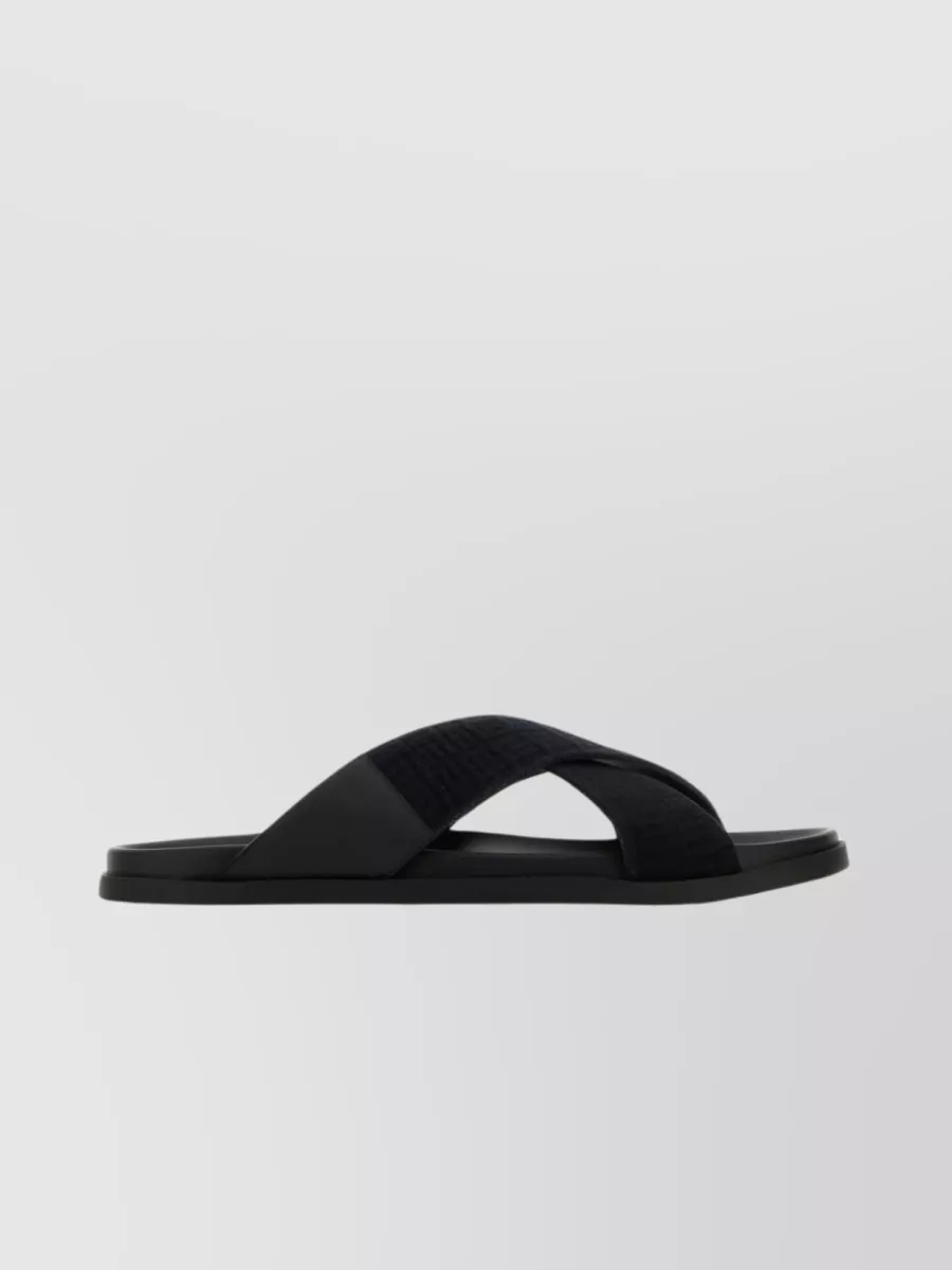 Shop Givenchy Leather Inserts Strap Slippers In Black