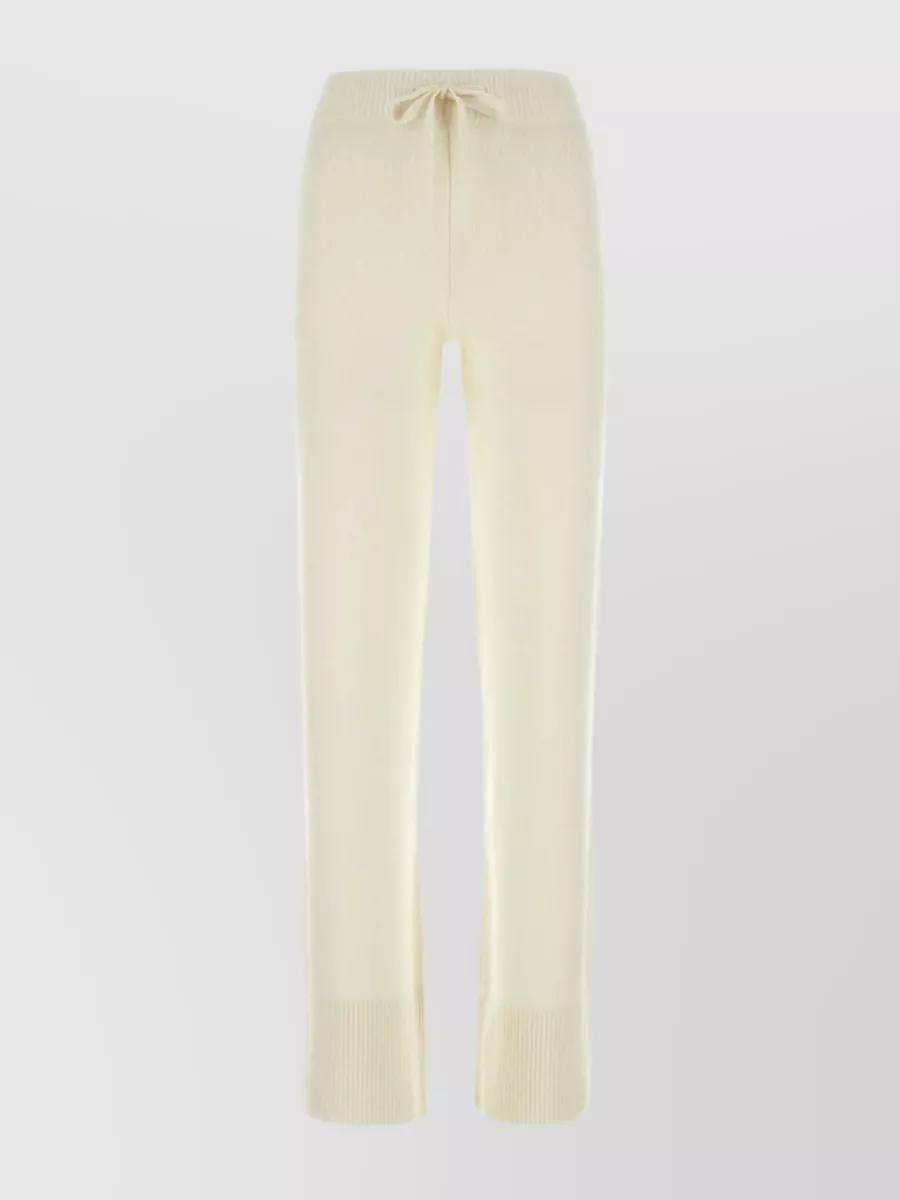 Shop Valentino Cashmere Wide-leg Pants With Elastic Waistband In Beige