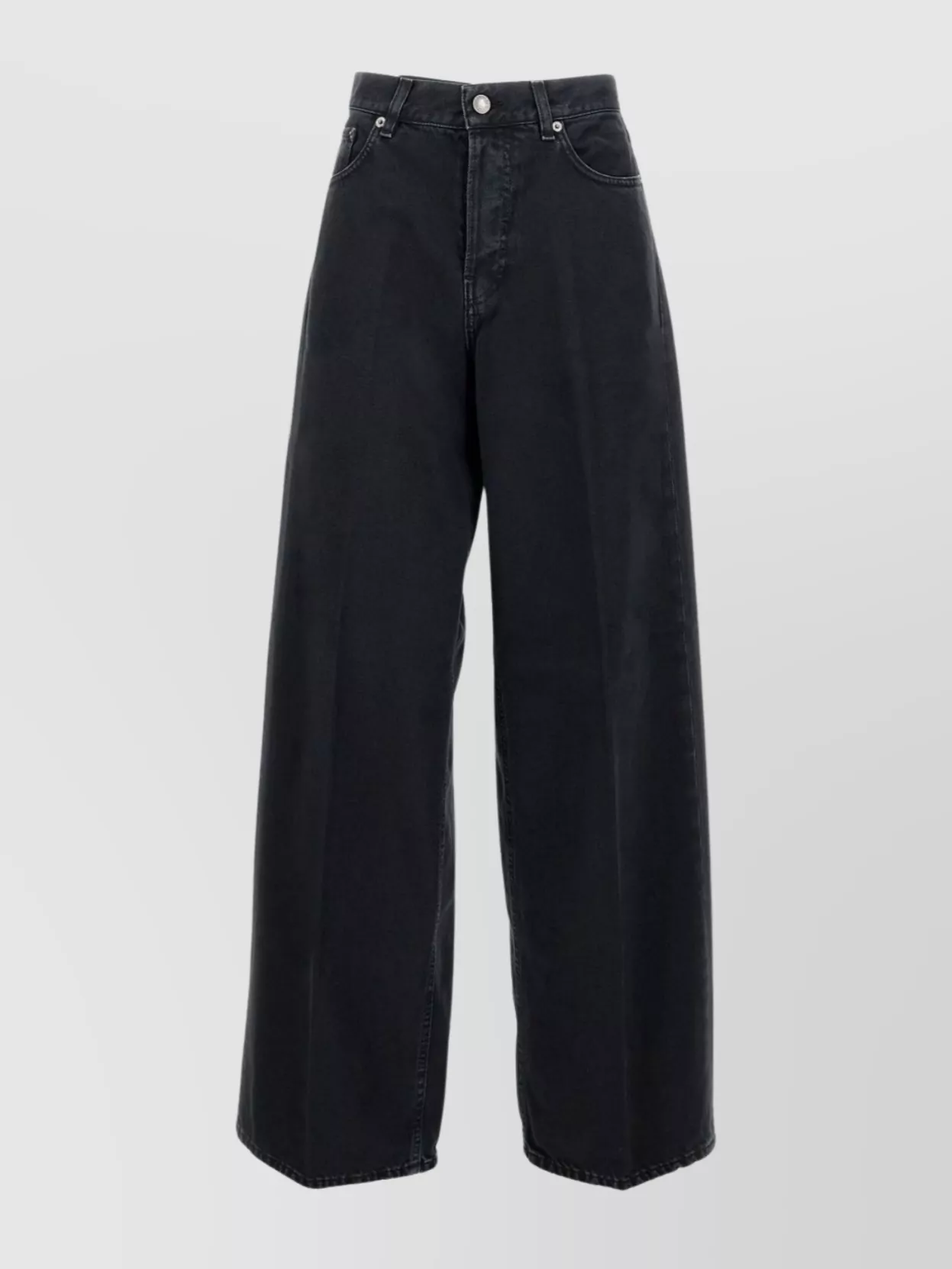 Haikure Wide-leg Jeans With High Waist And Leather Label In Black