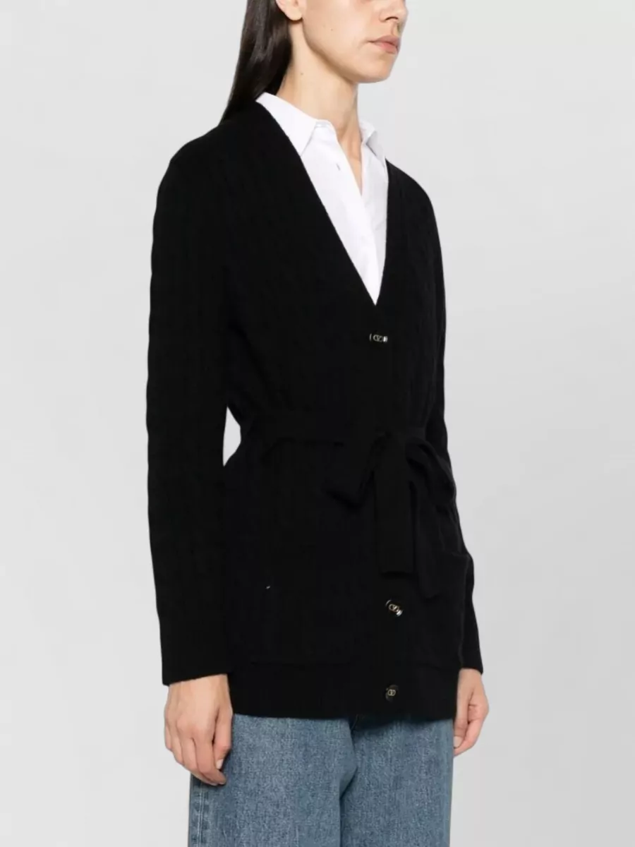 Valentino Garavani Cable-Knit Belted Cashmere Cardigan