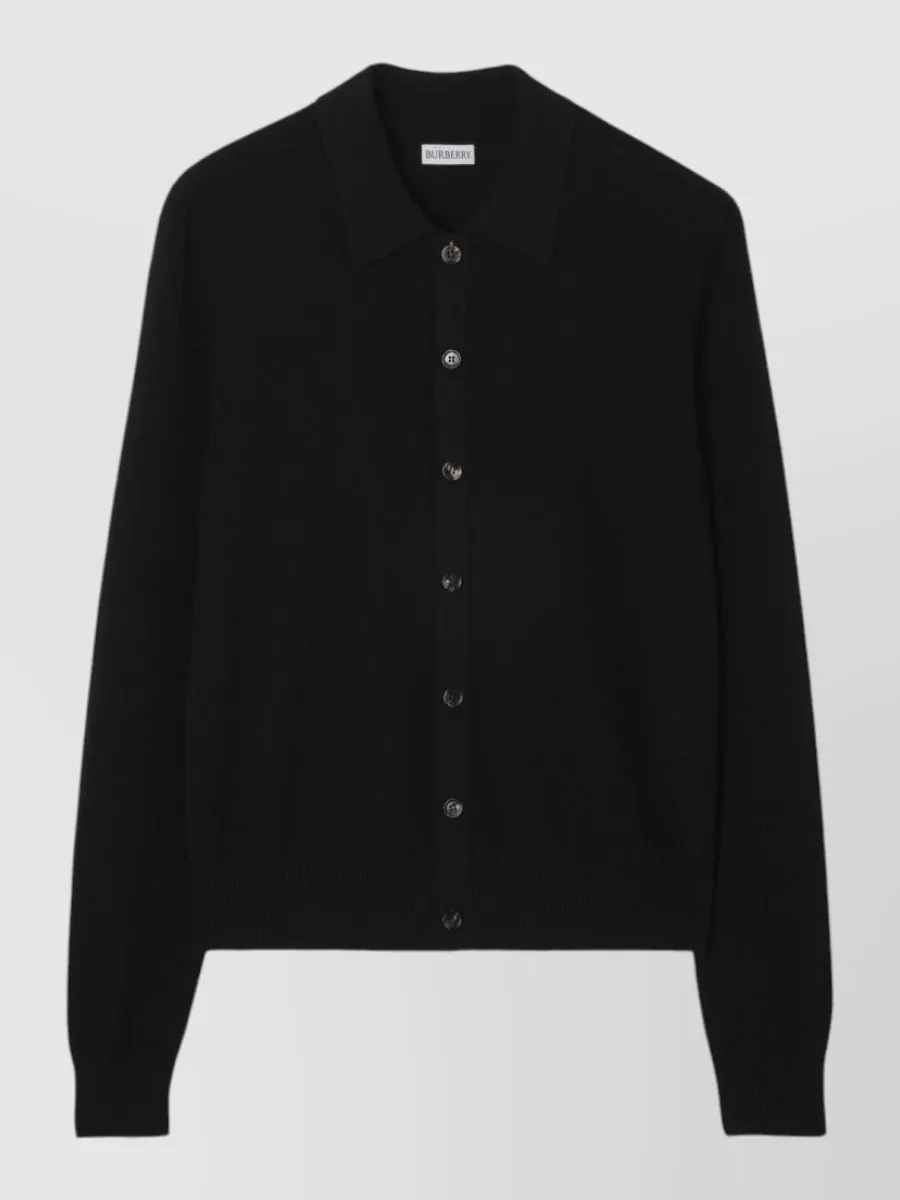 Burberry wool fine-knit long-sleeve polo shirt