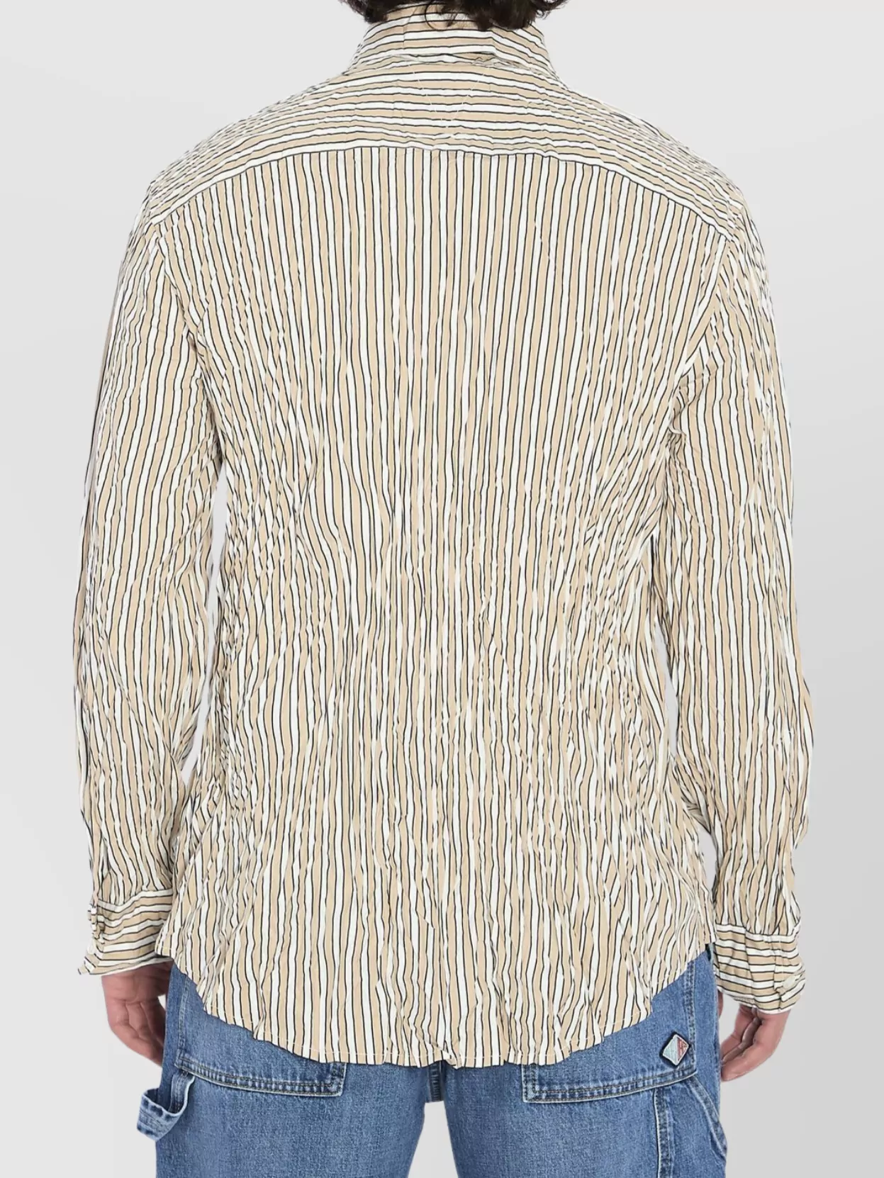 Bottega Veneta Striped Pattern Crinkled Cotton Shirt
