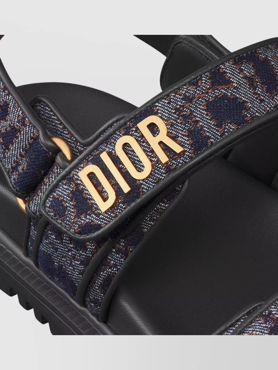 Christian Dior Open Toe Sandals Textured Fabric