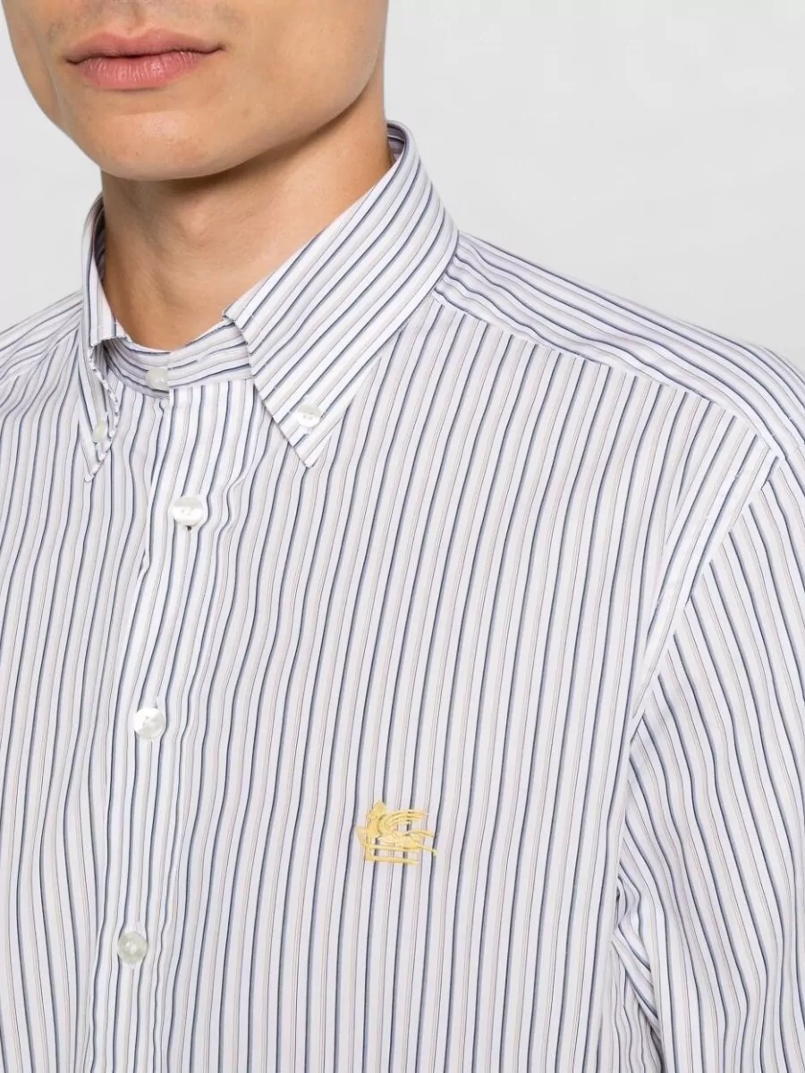 Etro Striped Cotton Long-Sleeve Shirt