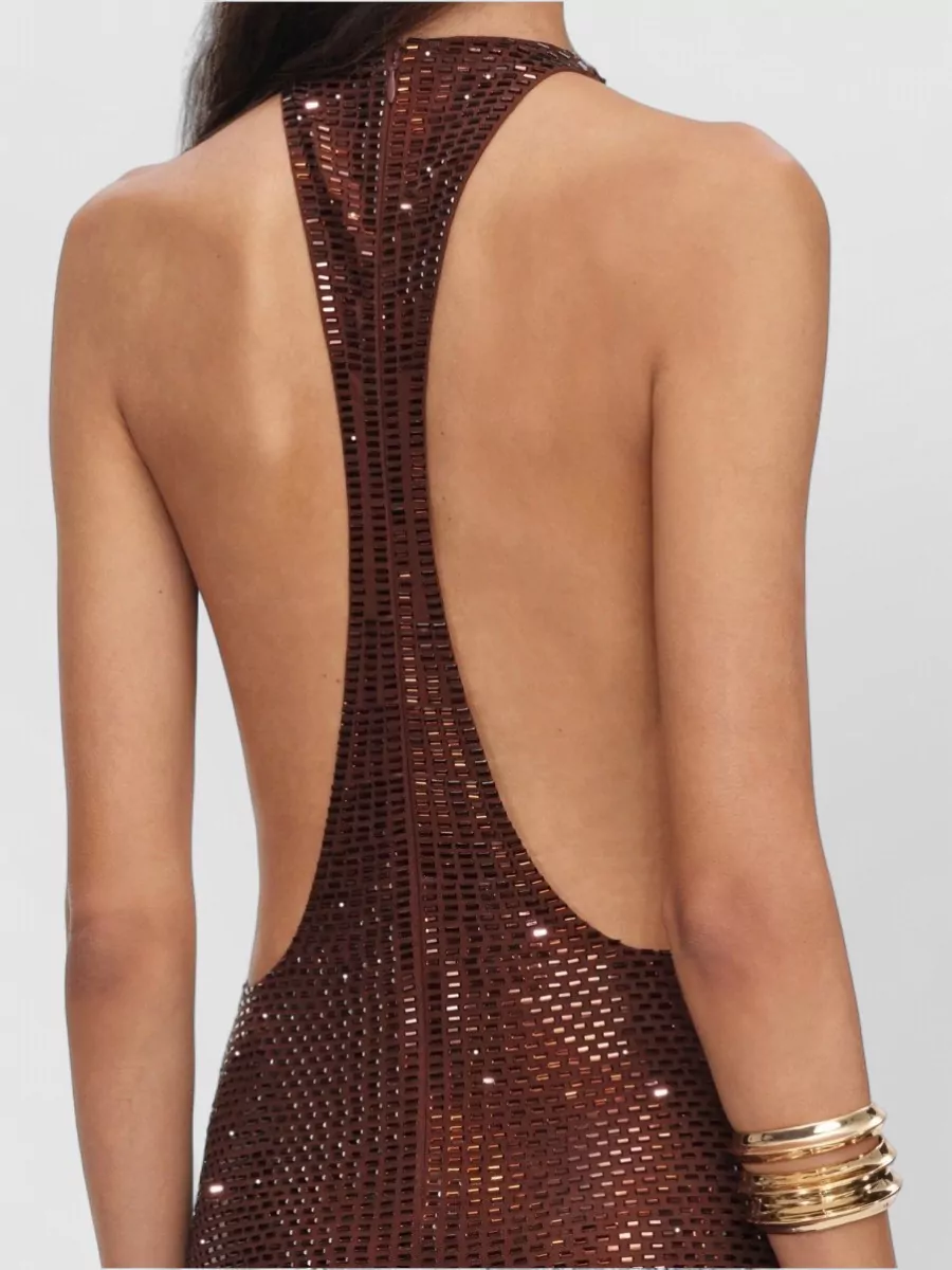 Self-Portrait Embellished Halterneck Racerback Maxi Gown