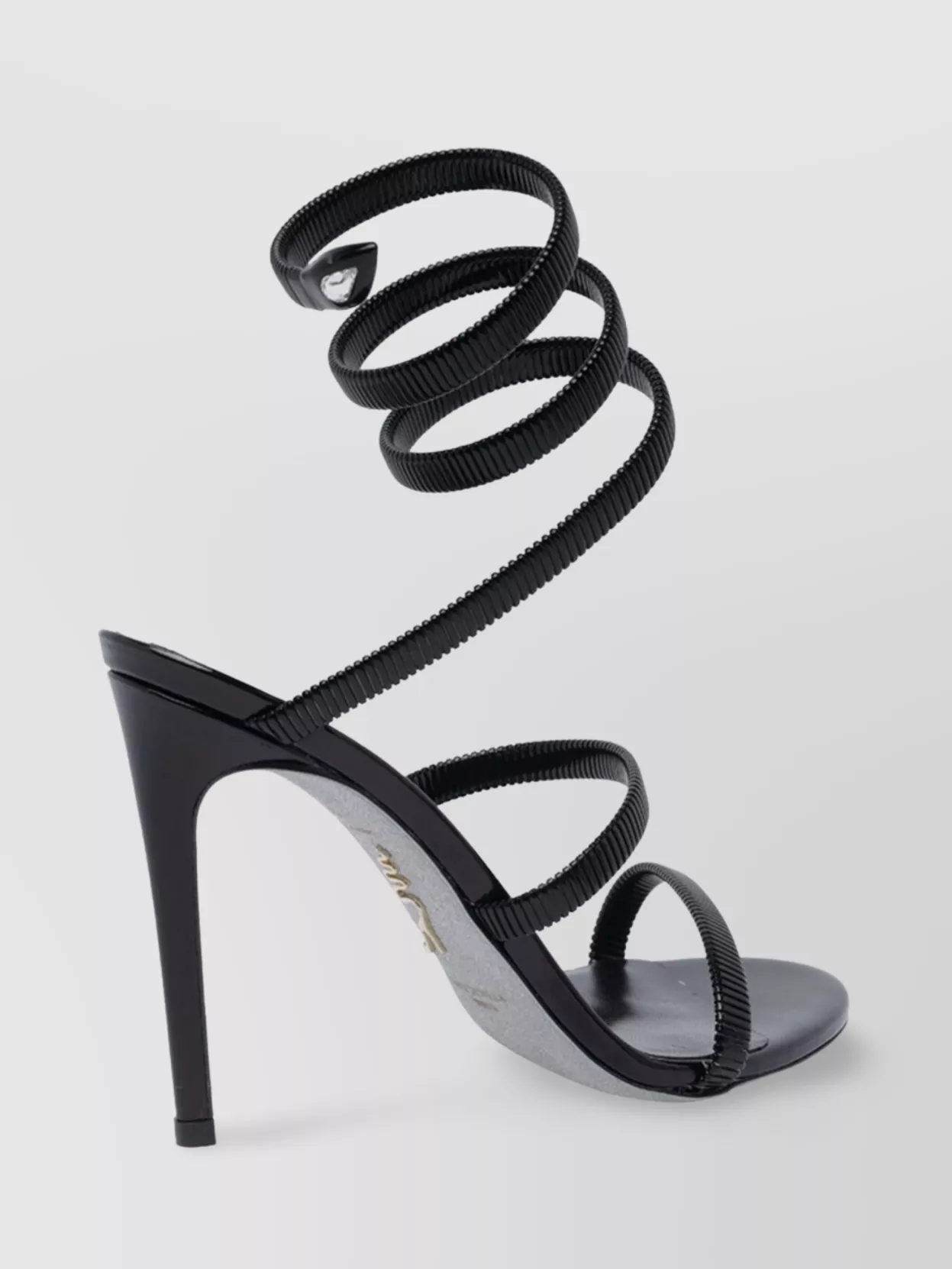 René Caovilla Metal Strappy Stiletto Heel Sandals In Black
