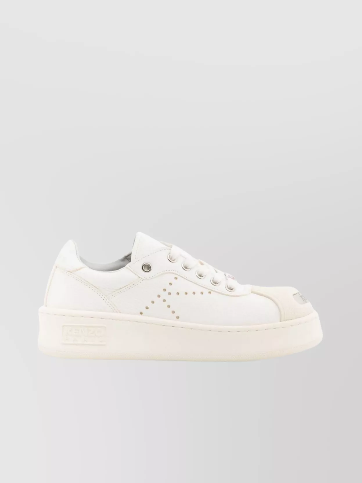Shop Kenzo Perforated Rubber Sole Sneakers In White