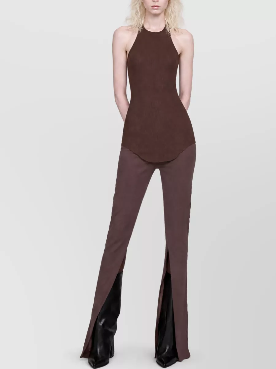 Rick Owens Ribbed Sleeveless Top High Neckline Fitted