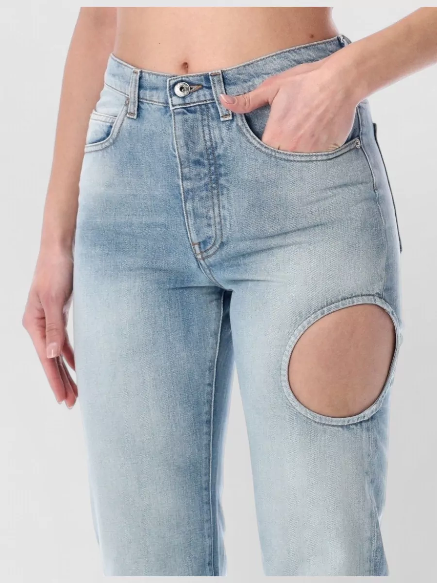 Off-White Denim Cutout Straight-Leg Trousers
