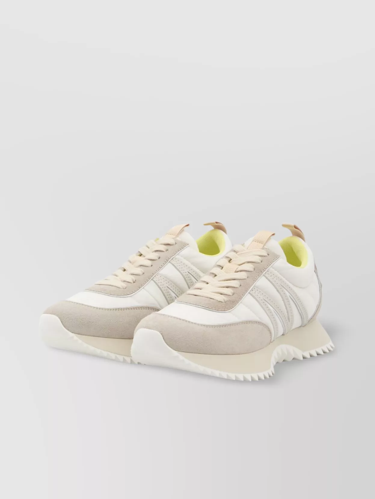 Moncler Pacey Sneakers Leather M-shaped Detail In Neutral